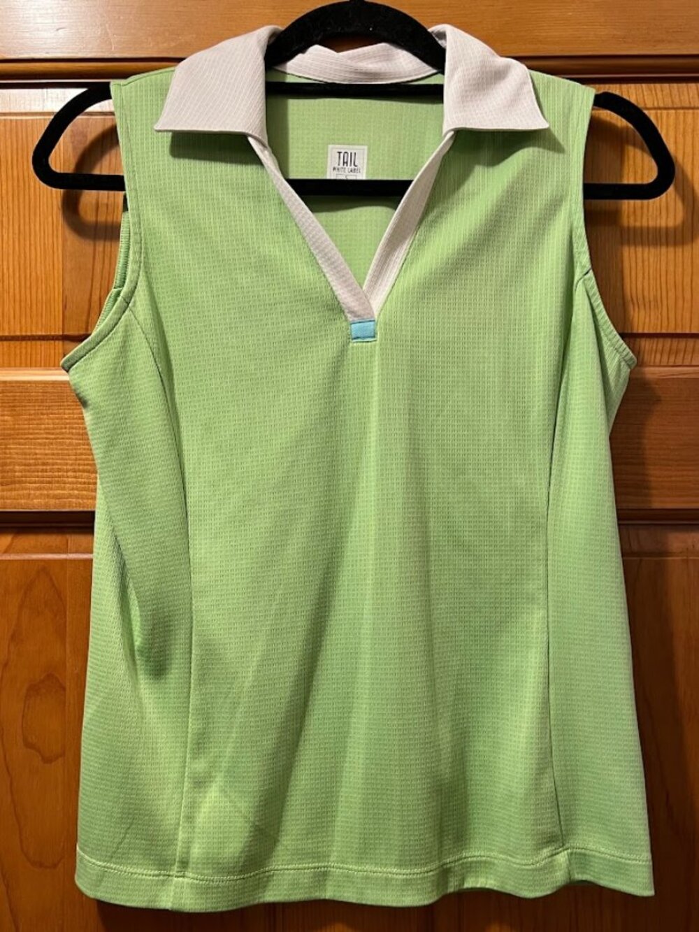 Tail Women's Green and White Sleeveless Polo